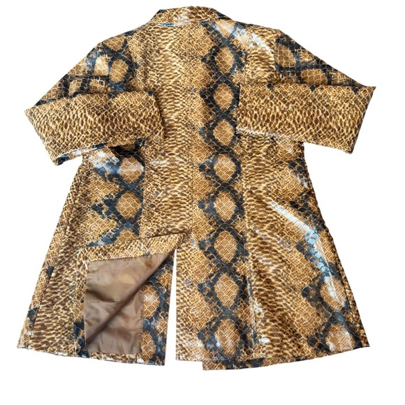 Selene Sport Snake Print Trench Jacket L Faux Leather Y2K Retro Mob Wife Glam - Picture 10 of 12